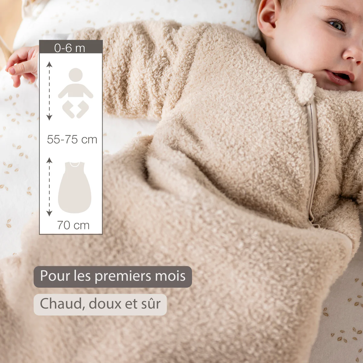 TEDDY Sleeping Bag Teddy Beige 70 cm – Detachable Sleeves – TOG 2.5 – Soft Baby Sleeping Bag - Image 32