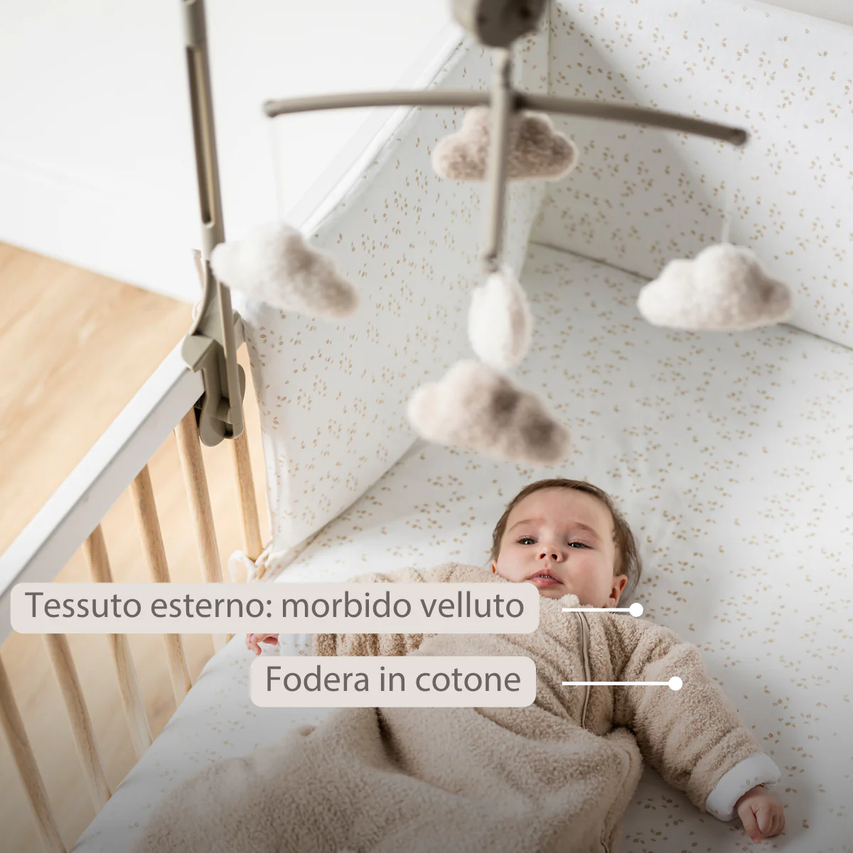 TEDDY Sleeping Bag Teddy Beige 70 cm – Detachable Sleeves – TOG 2.5 – Soft Baby Sleeping Bag - Image 8