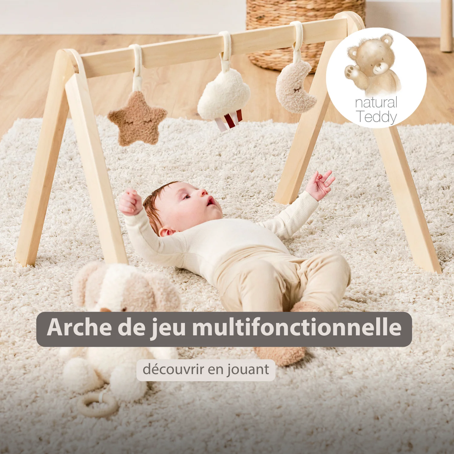 TEDDY Wooden Play Arch Baby – 60 x 48 cm – Baby Activity Play Gym - Image 16